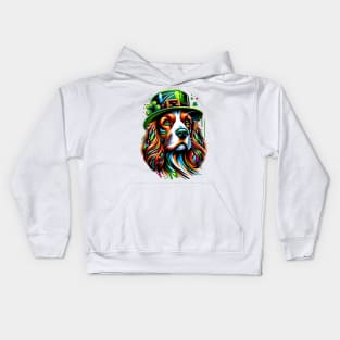 Welsh Springer Spaniel in Festive St Patrick's Day Gear Kids Hoodie